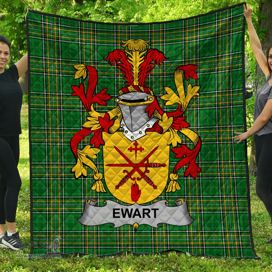 Scottish Ewart Irish Coat of Arms Family Crest Quilt Irish National Tartan Irish County Quilts