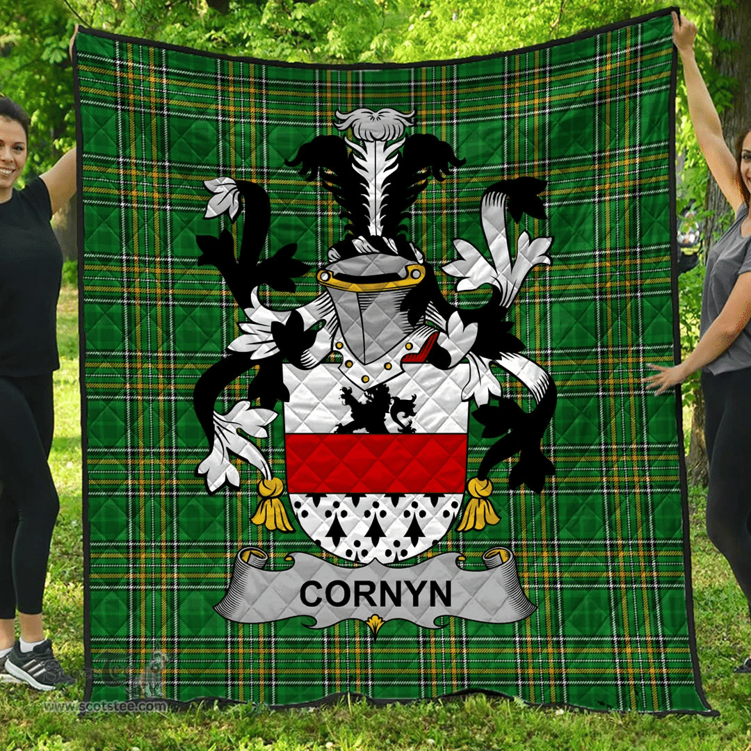 Scottish Cornyn Or O'Cornyn Irish Coat of Arms Family Crest Quilt Irish National Tartan Irish County Quilts
