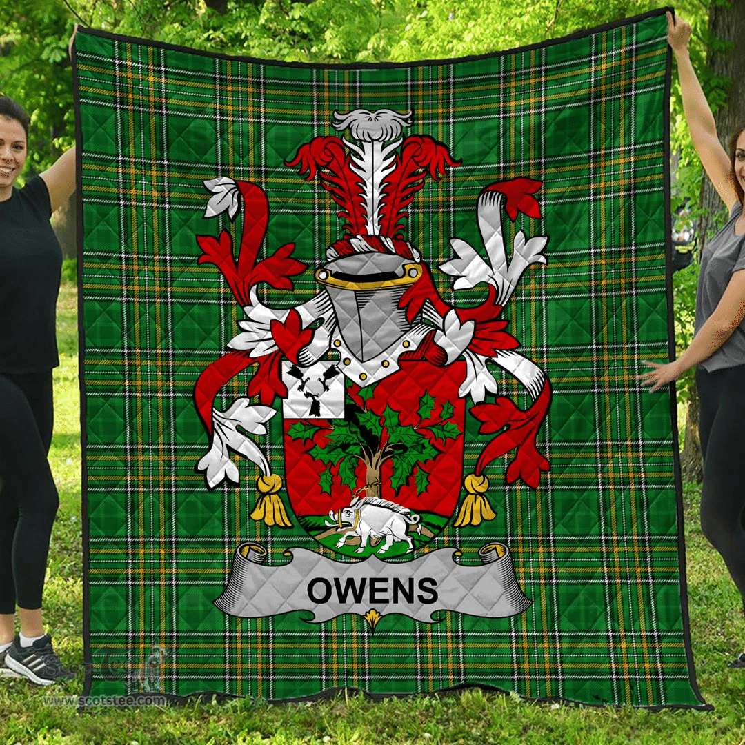 Scottish Owens Irish Coat of Arms Family Crest Quilt Irish National Tartan Irish County Quilts