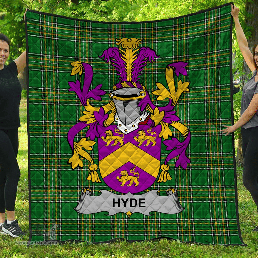 Scottish Hyde Irish Coat of Arms Family Crest Quilt Irish National Tartan Irish County Quilts