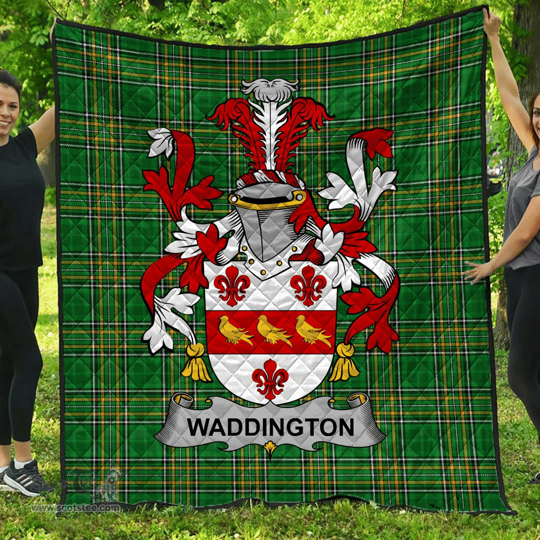Scottish Waddington Irish Coat of Arms Family Crest Quilt Irish National Tartan Irish County Quilts