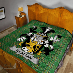 Scottish Grattan Or Mcgrattan Irish Coat of Arms Family Crest Quilt Irish National Tartan Irish County Quilts