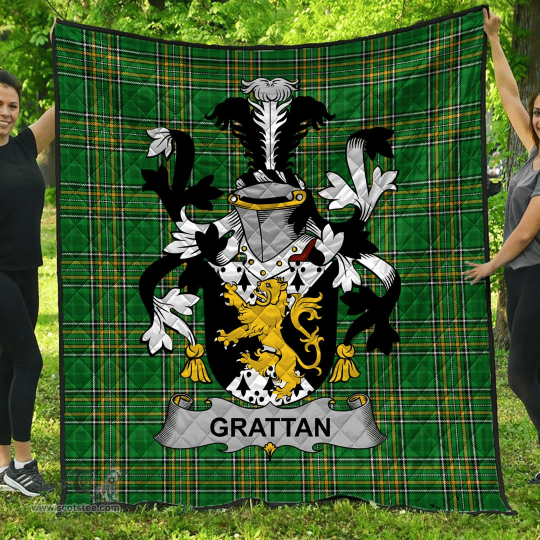 Scottish Grattan Or Mcgrattan Irish Coat of Arms Family Crest Quilt Irish National Tartan Irish County Quilts