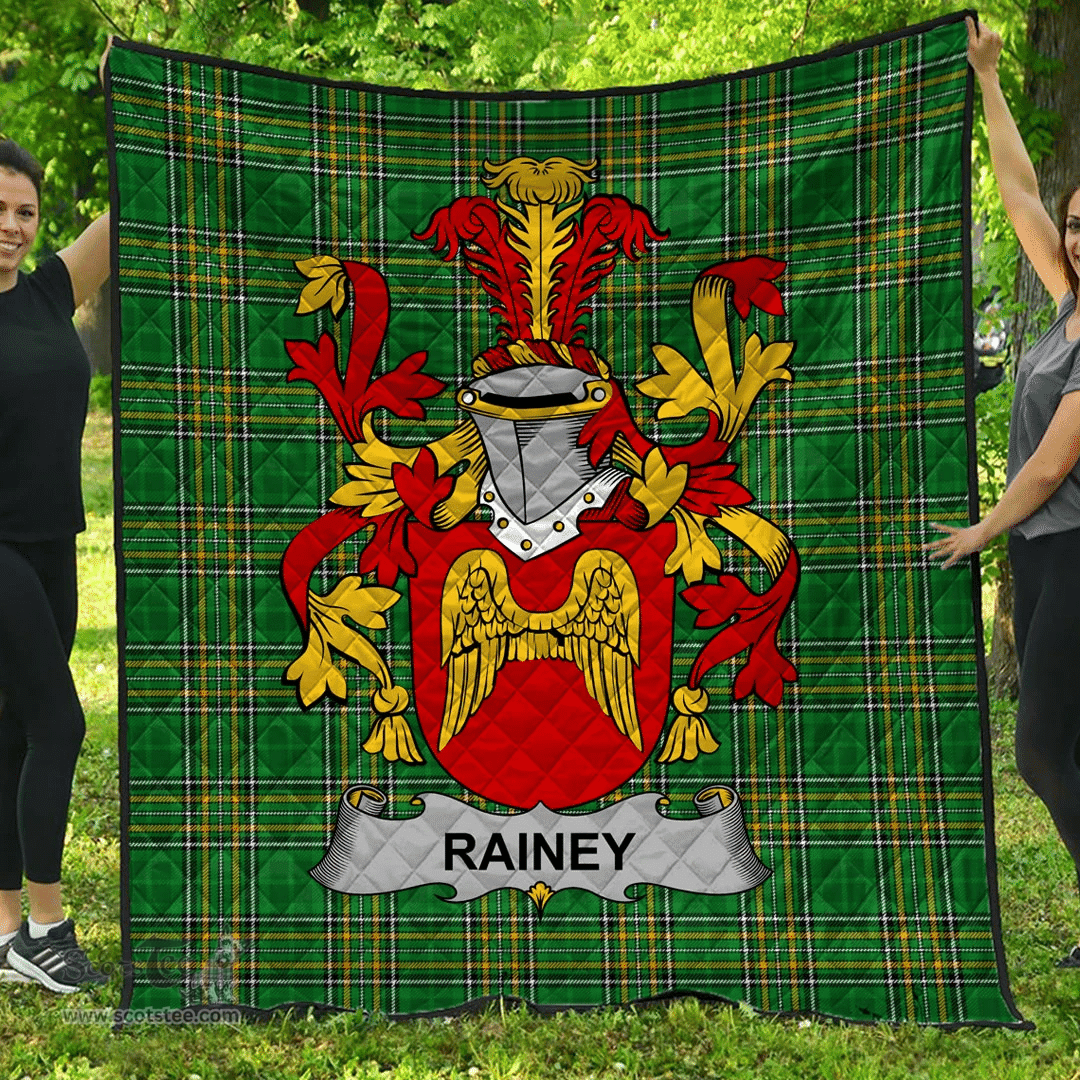 Scottish Rainey Irish Coat of Arms Family Crest Quilt Irish National Tartan Irish County Quilts