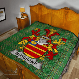 Scottish Muschamp Irish Coat of Arms Family Crest Quilt Irish National Tartan Irish County Quilts