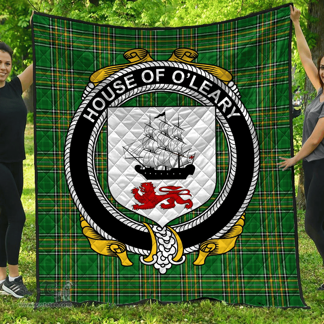 Scottish House Of O'Leary Irish Coat of Arms Family Crest Quilt Irish National Tartan Irish County Quilts