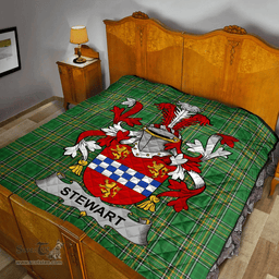 Scottish Stewart Irish Coat of Arms Family Crest Quilt Irish National Tartan Irish County Quilts