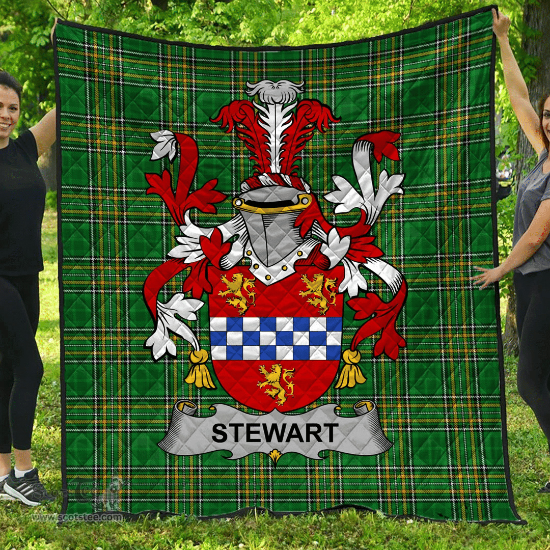 Scottish Stewart Irish Coat of Arms Family Crest Quilt Irish National Tartan Irish County Quilts