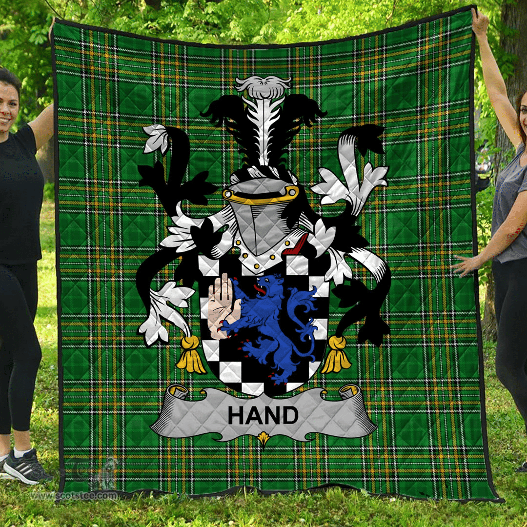 Scottish Hand Or Mcclave Irish Coat of Arms Family Crest Quilt Irish National Tartan Irish County Quilts