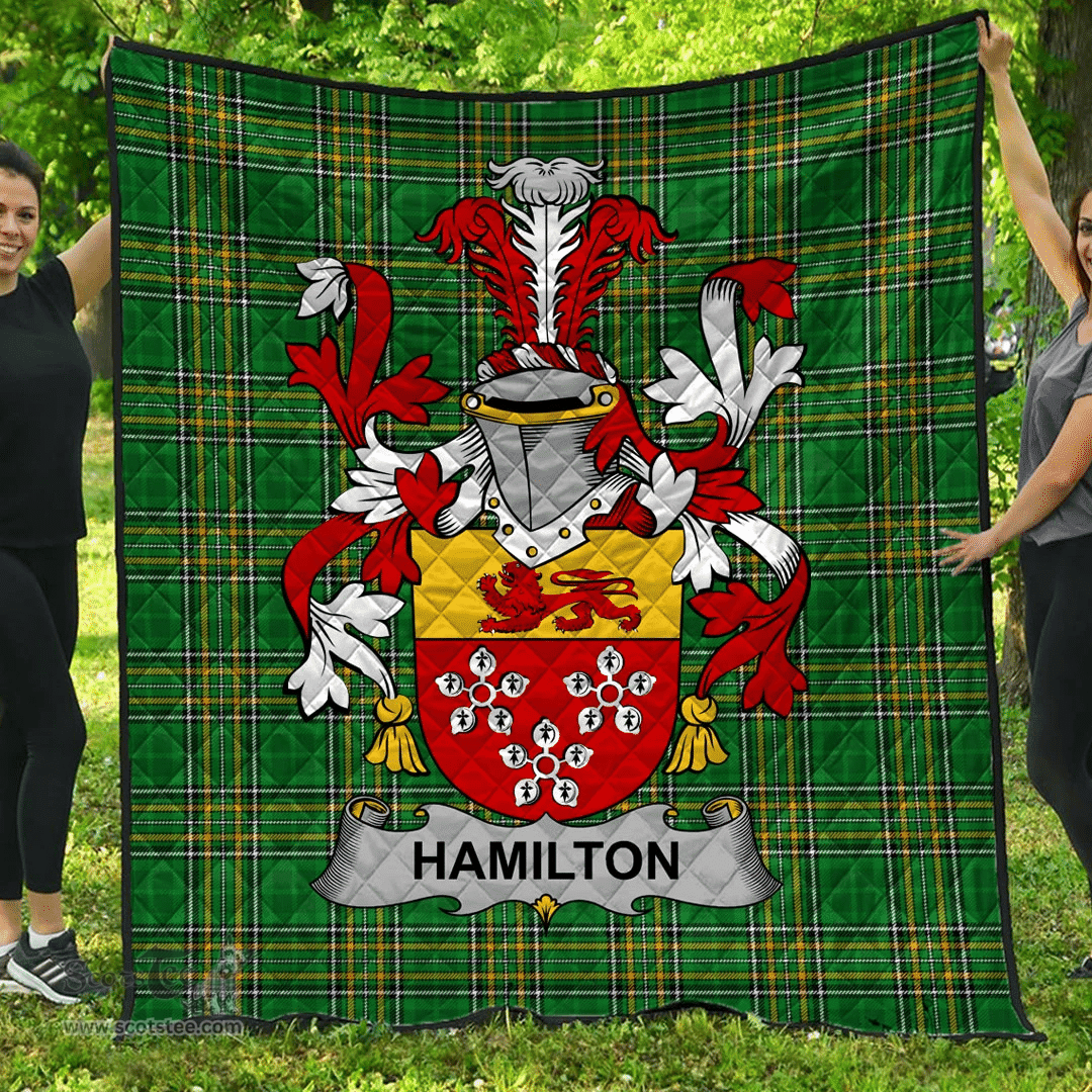 Scottish Hamilton Irish Coat of Arms Family Crest Quilt Irish National Tartan Irish County Quilts