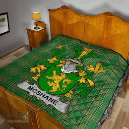 Scottish Shane Or Mcshane Irish Coat of Arms Family Crest Quilt Irish National Tartan Irish County Quilts