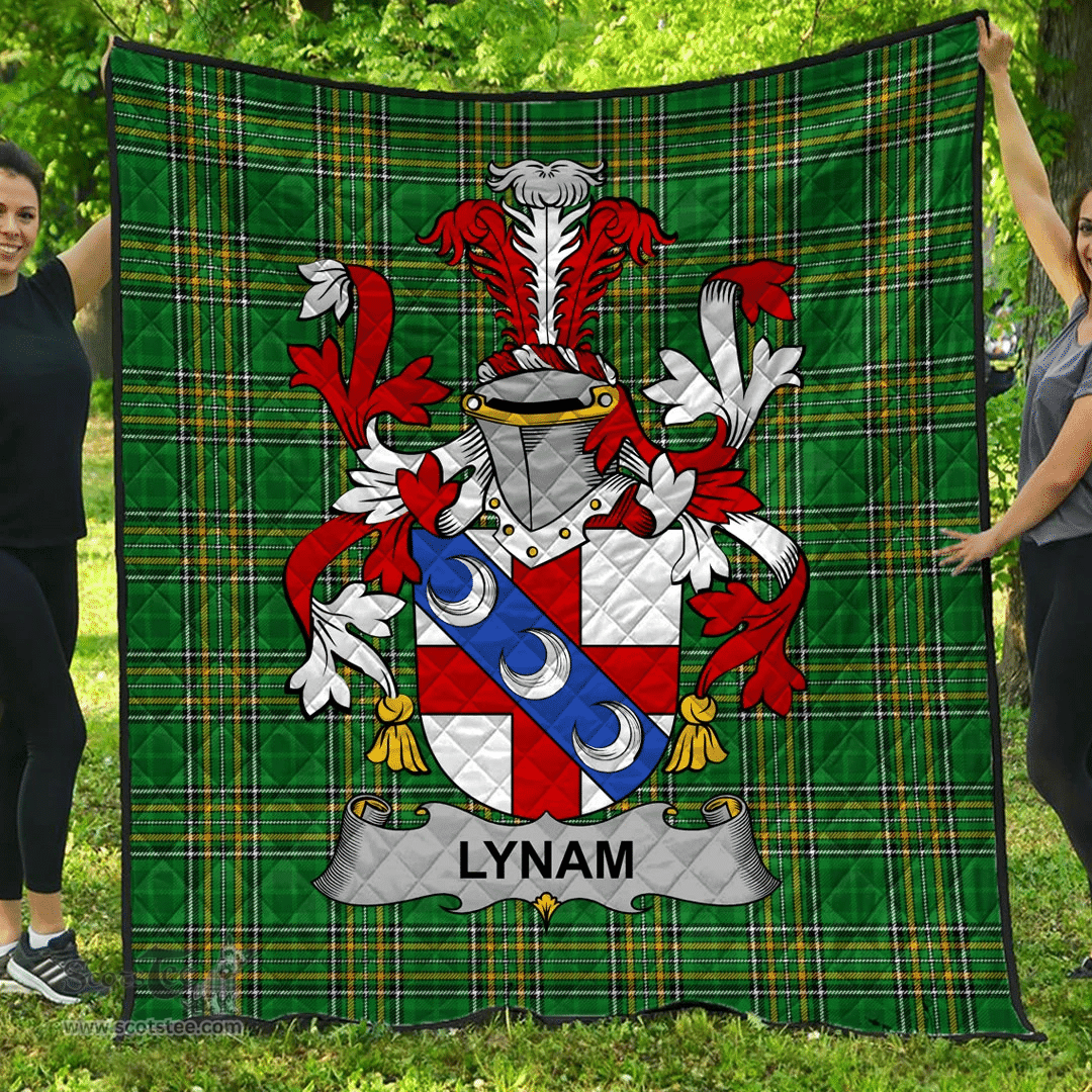 Scottish Lynam Or O'Lynam Irish Coat of Arms Family Crest Quilt Irish National Tartan Irish County Quilts