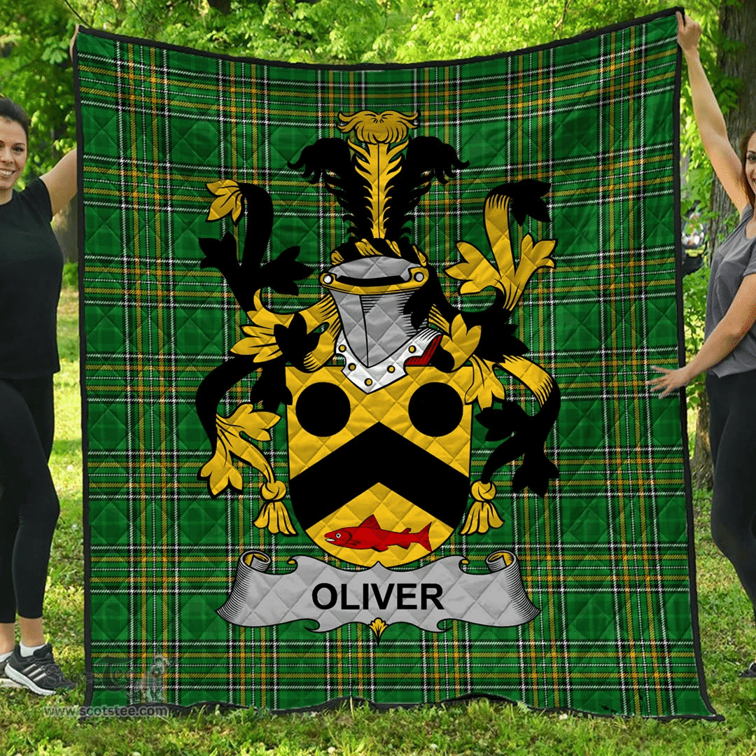 Scottish Oliver Irish Coat of Arms Family Crest Quilt Irish National Tartan Irish County Quilts