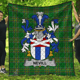 Scottish Nevill Or Neville Irish Coat of Arms Family Crest Quilt Irish National Tartan Irish County Quilts
