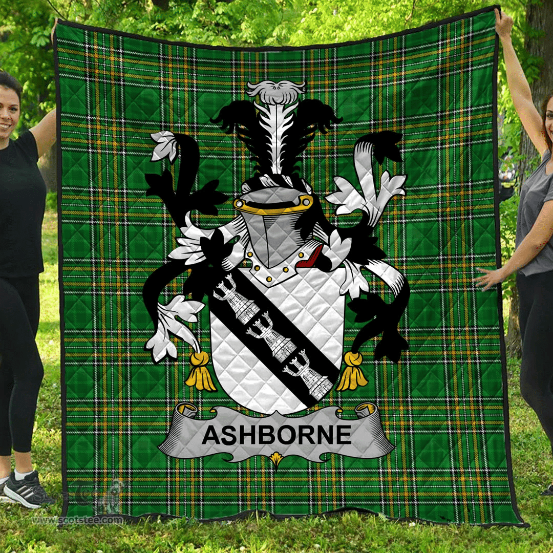 Scottish Ashborne Irish Coat of Arms Family Crest Quilt Irish National Tartan Irish County Quilts