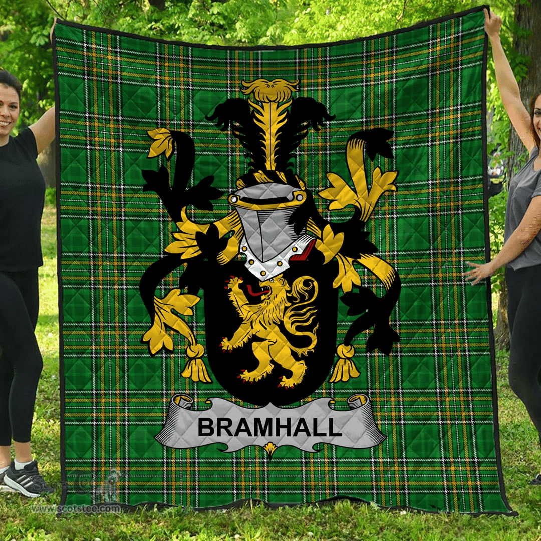 Scottish Bramhall Irish Coat of Arms Family Crest Quilt Irish National Tartan Irish County Quilts