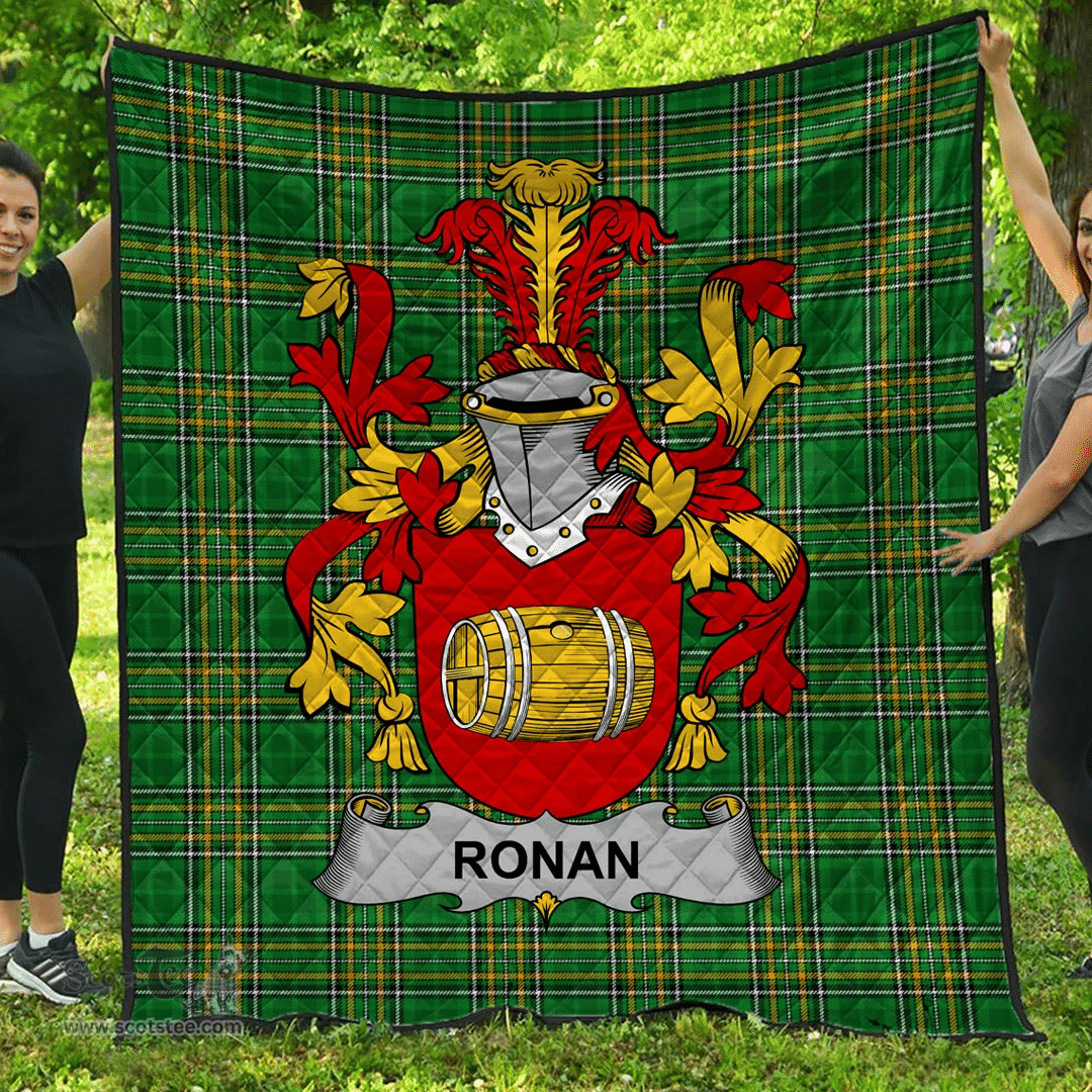 Scottish Ronan Or O'Ronan Irish Coat of Arms Family Crest Quilt Irish National Tartan Irish County Quilts