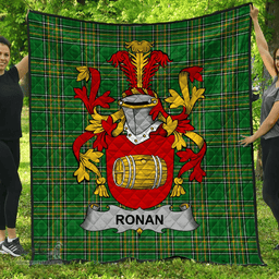 Scottish Ronan Or O'Ronan Irish Coat of Arms Family Crest Quilt Irish National Tartan Irish County Quilts