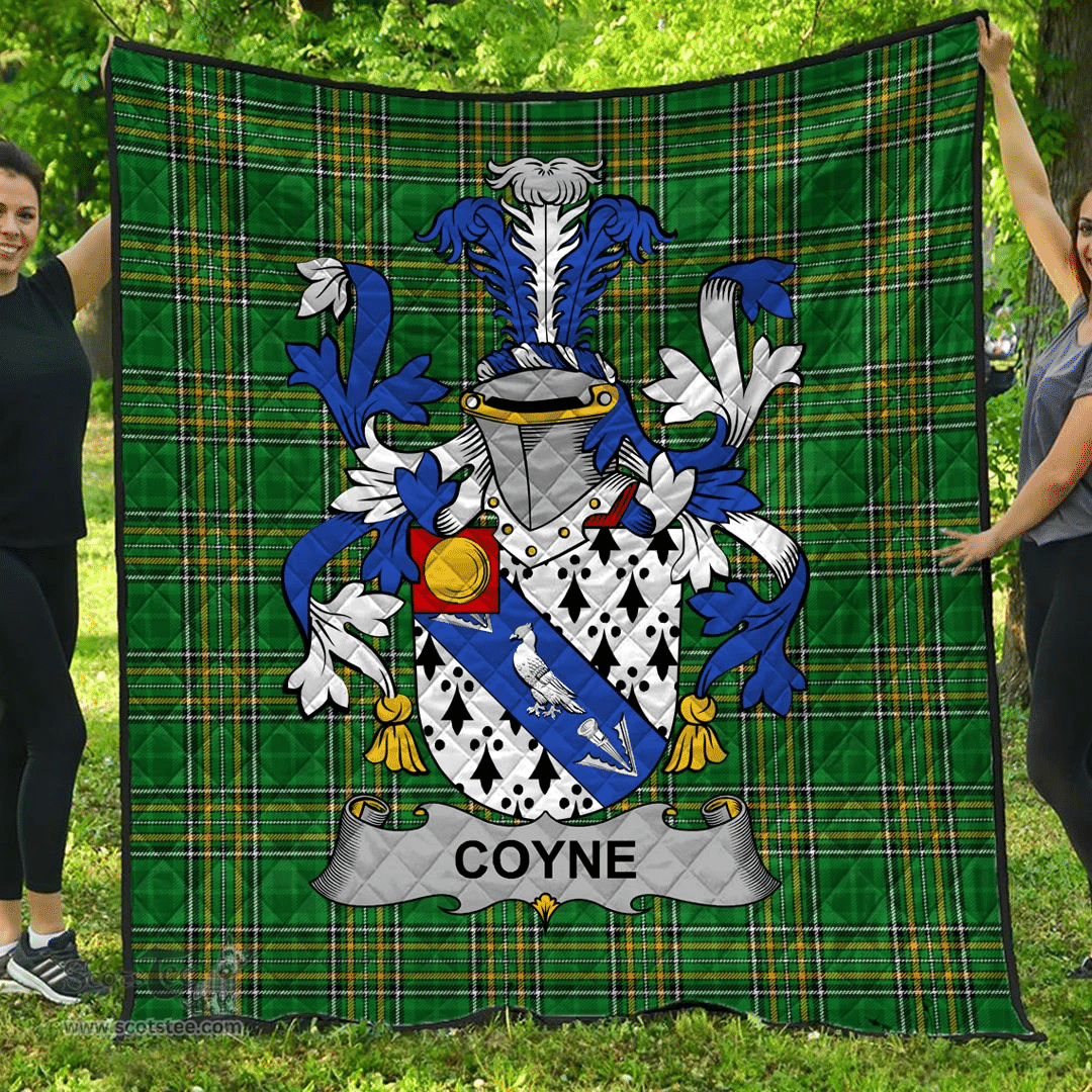 Scottish Coyne Or O'Coyne Irish Coat of Arms Family Crest Quilt Irish National Tartan Irish County Quilts