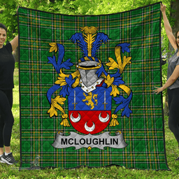 Scottish Mcloughlin Or Loughlin Irish Coat of Arms Family Crest Quilt Irish National Tartan Irish County Quilts