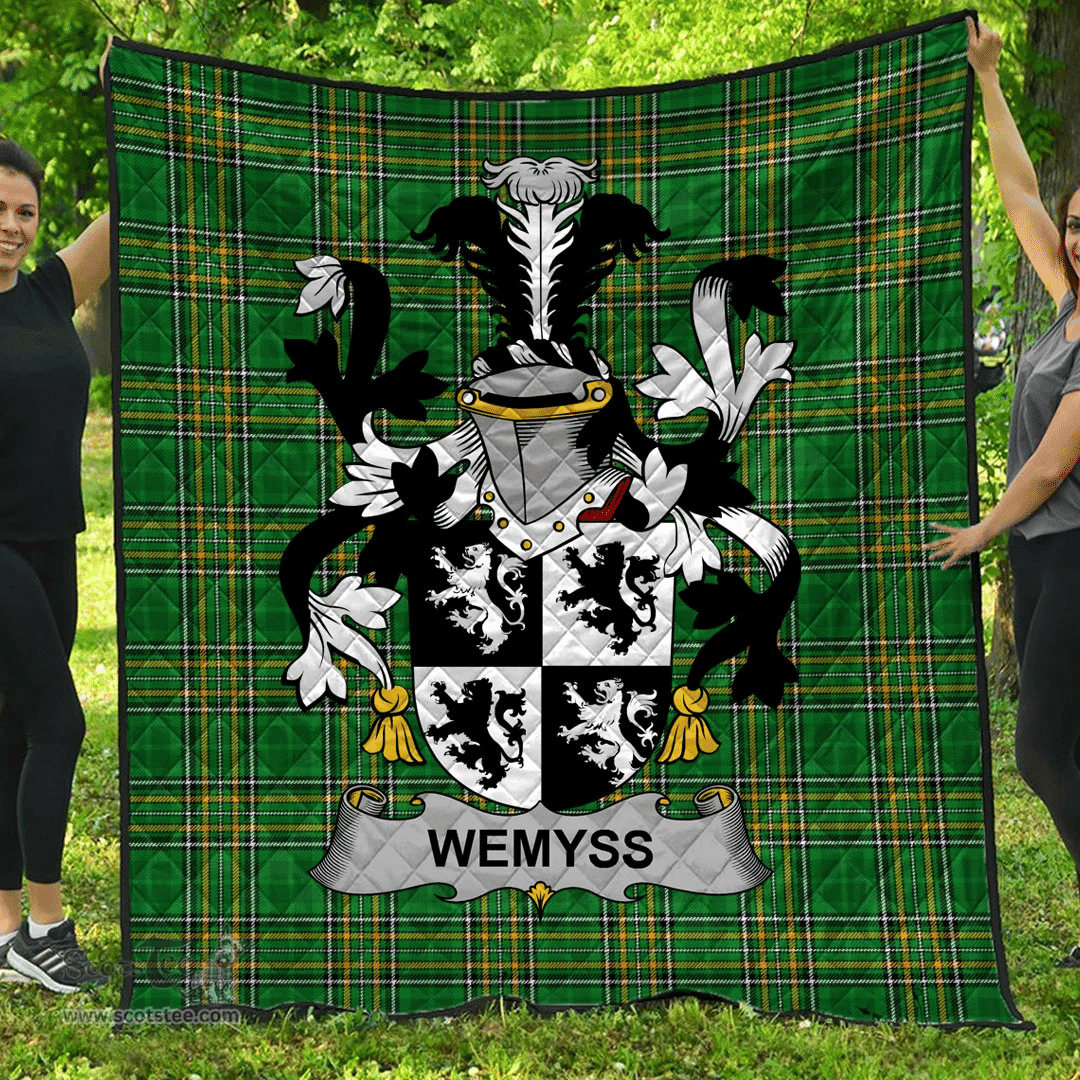 Scottish Wemyss Irish Coat of Arms Family Crest Quilt Irish National Tartan Irish County Quilts