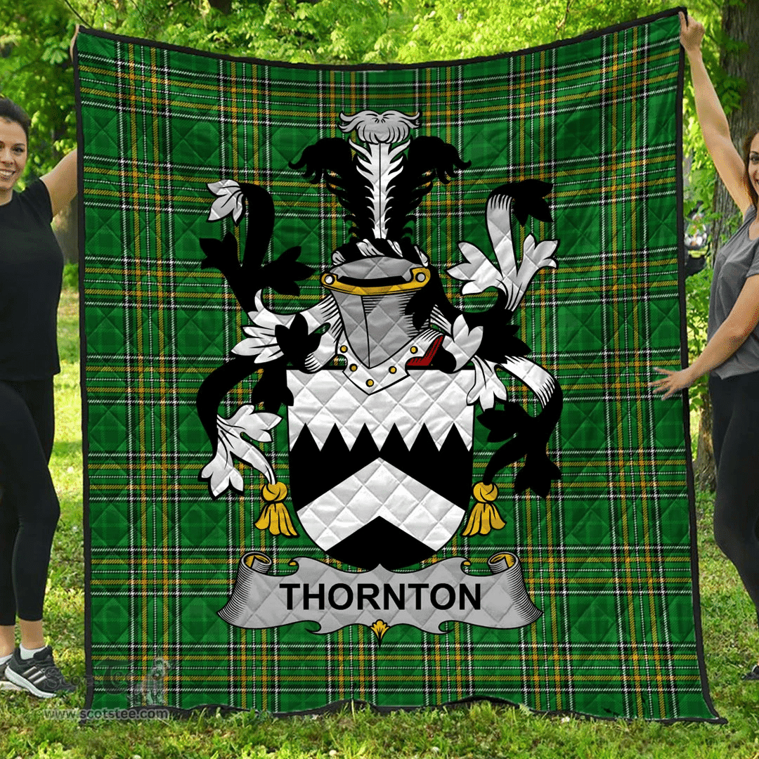 Scottish Thornton Irish Coat of Arms Family Crest Quilt Irish National Tartan Irish County Quilts