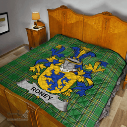 Scottish Roney Or O'Rooney Irish Coat of Arms Family Crest Quilt Irish National Tartan Irish County Quilts