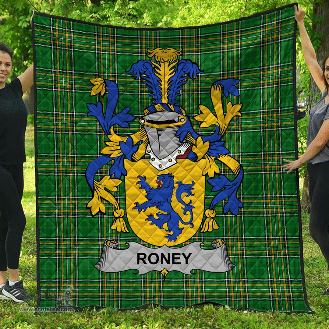 Scottish Roney Or O'Rooney Irish Coat of Arms Family Crest Quilt Irish National Tartan Irish County Quilts