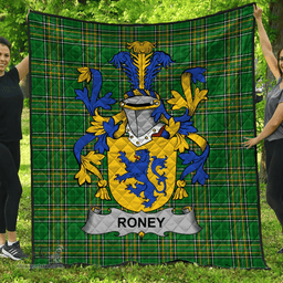 Scottish Roney Or O'Rooney Irish Coat of Arms Family Crest Quilt Irish National Tartan Irish County Quilts