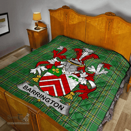 Scottish Barrington Irish Coat of Arms Family Crest Quilt Irish National Tartan Irish County Quilts