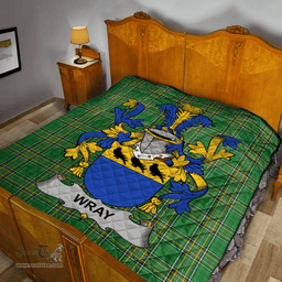 Scottish Wray Irish Coat of Arms Family Crest Quilt Irish National Tartan Irish County Quilts