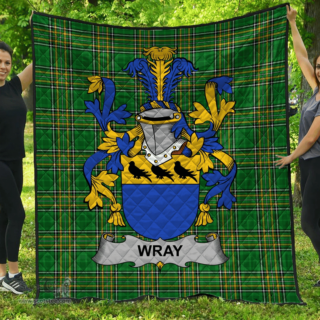 Scottish Wray Irish Coat of Arms Family Crest Quilt Irish National Tartan Irish County Quilts