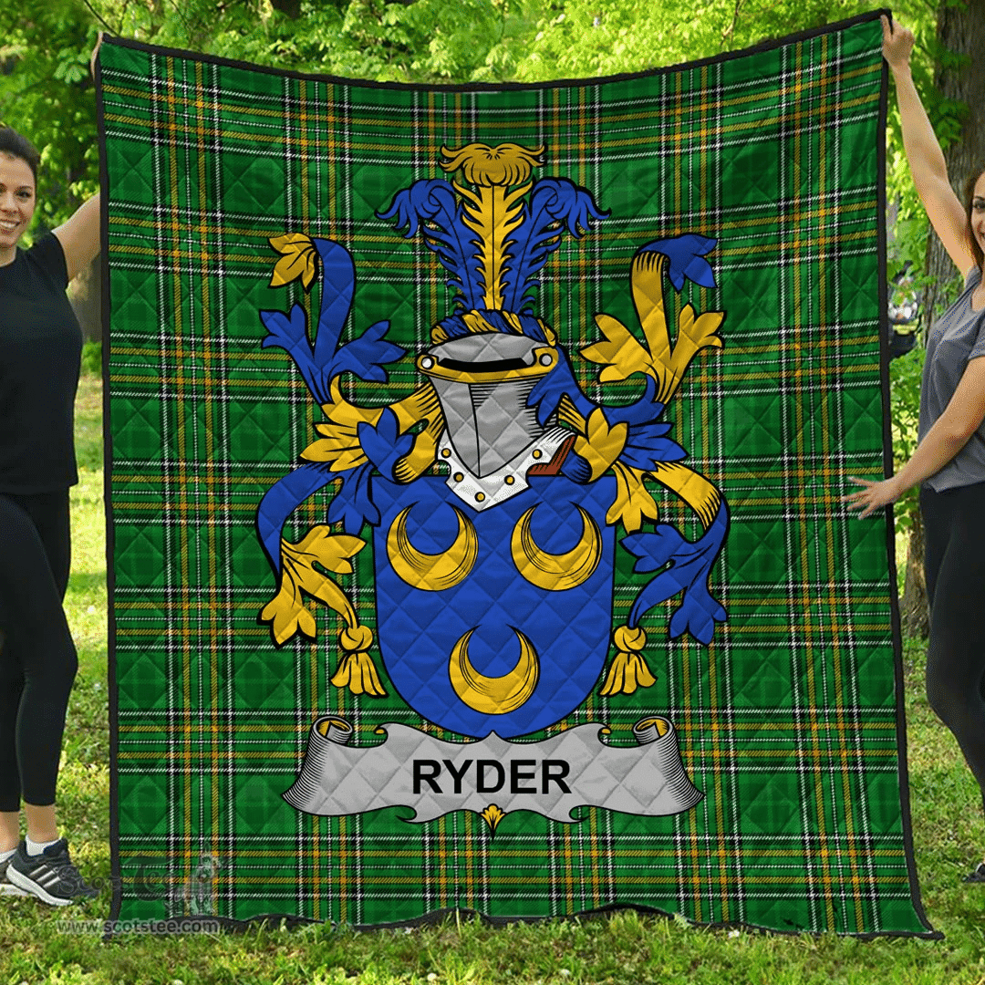 Scottish Ryder Irish Coat of Arms Family Crest Quilt Irish National Tartan Irish County Quilts