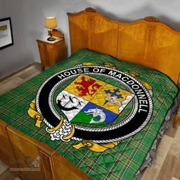 Scottish House Of Macdonnell (Of The Glens) Irish Coat of Arms Family Crest Quilt Irish National Tartan Irish County Quilts