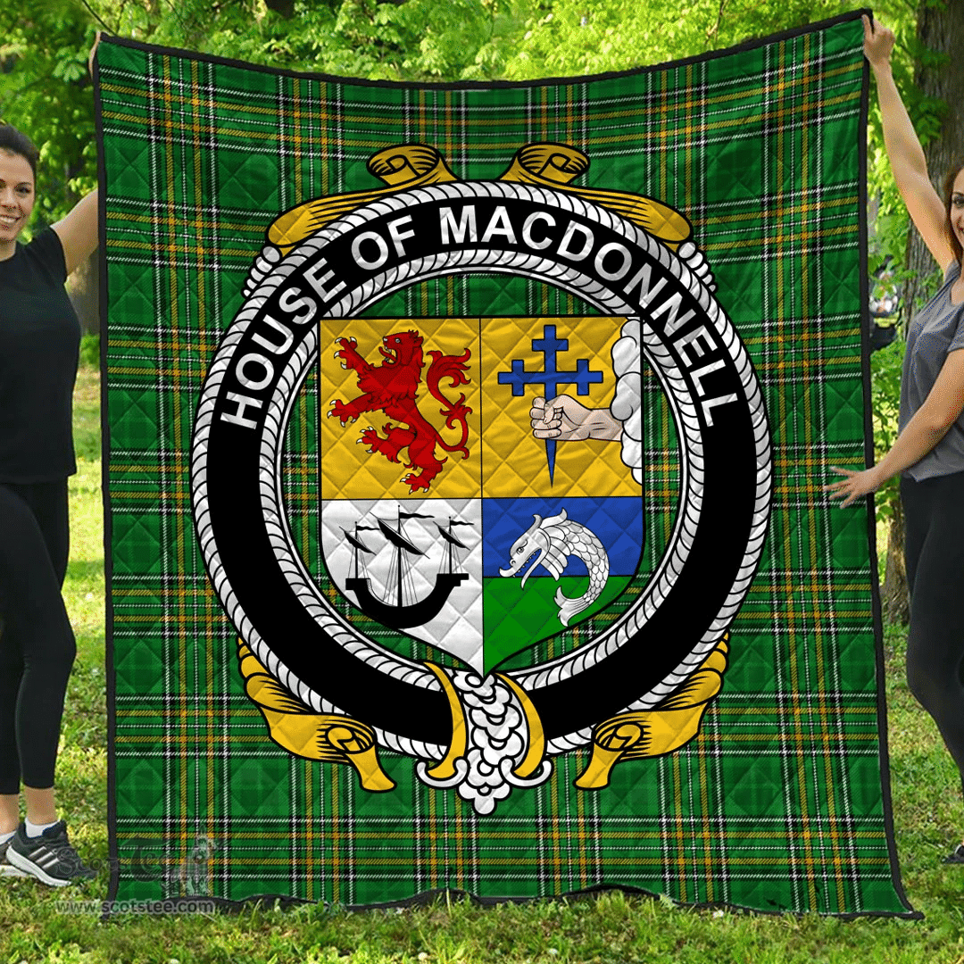 Scottish House Of Macdonnell (Of The Glens) Irish Coat of Arms Family Crest Quilt Irish National Tartan Irish County Quilts