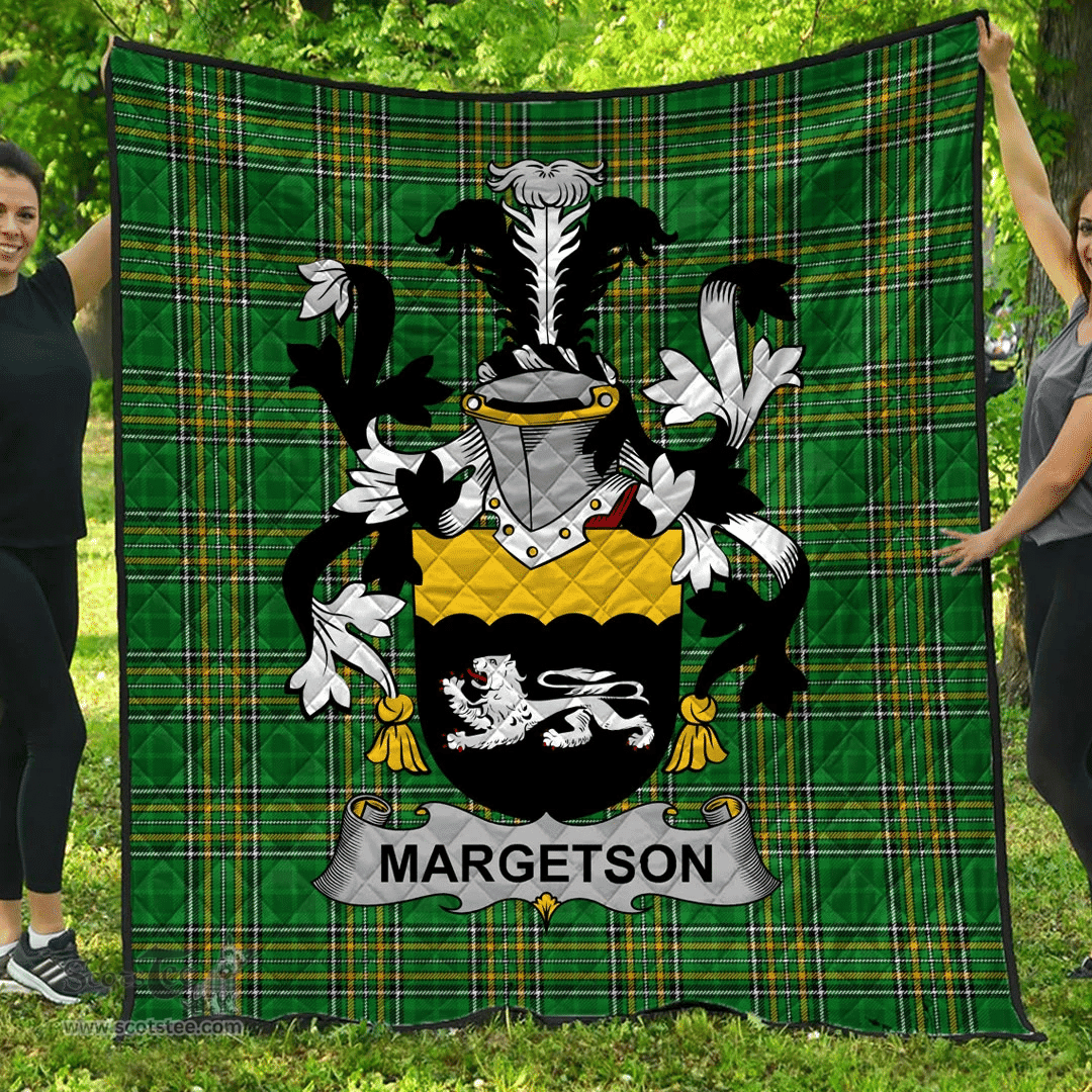 Scottish Margetson Irish Coat of Arms Family Crest Quilt Irish National Tartan Irish County Quilts