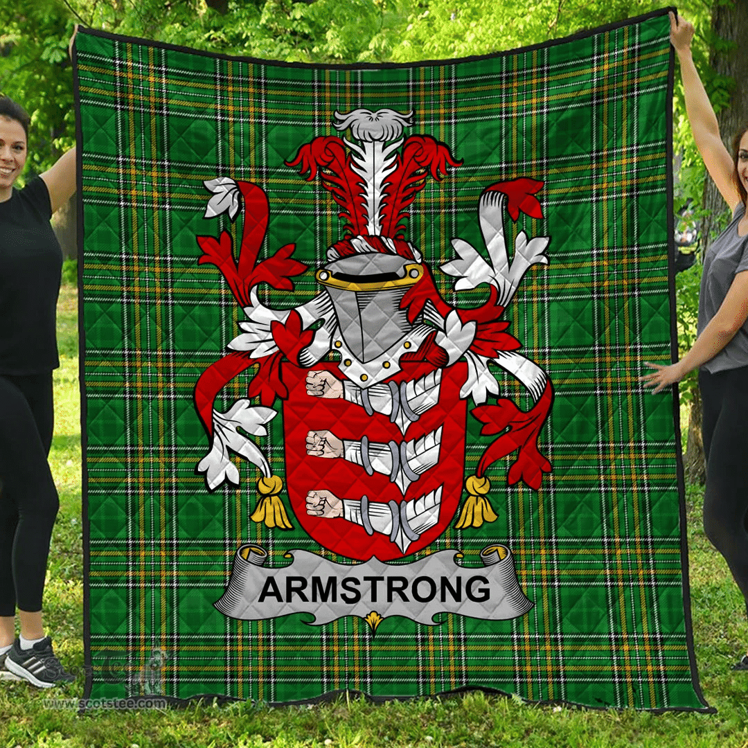 Scottish Armstrong Irish Coat of Arms Family Crest Quilt Irish National Tartan Irish County Quilts