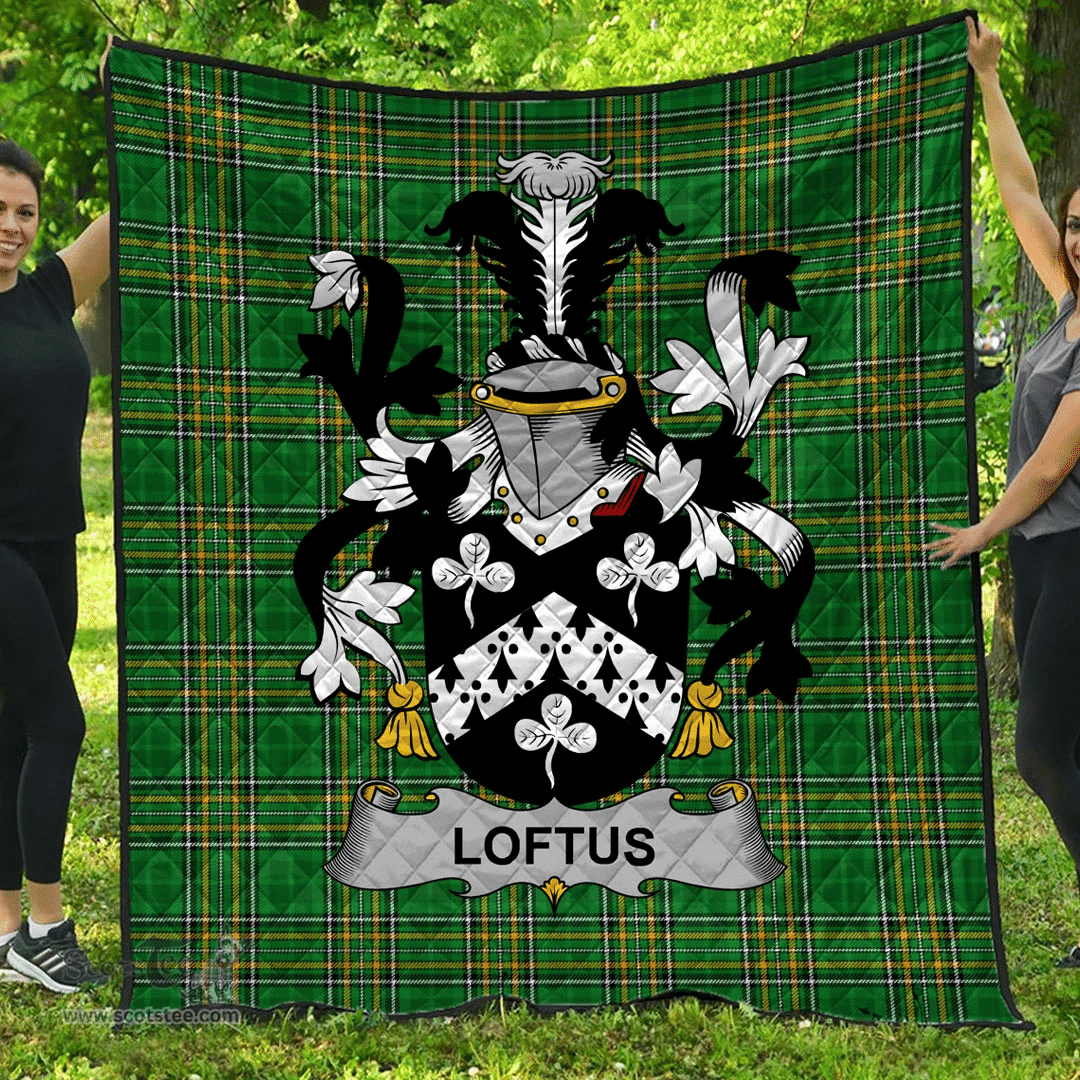 Scottish Loftus Irish Coat of Arms Family Crest Quilt Irish National Tartan Irish County Quilts