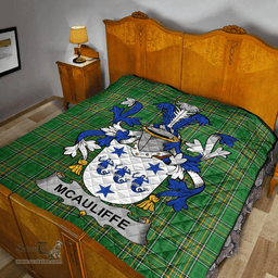 Scottish Mcauliffe Irish Coat of Arms Family Crest Quilt Irish National Tartan Irish County Quilts