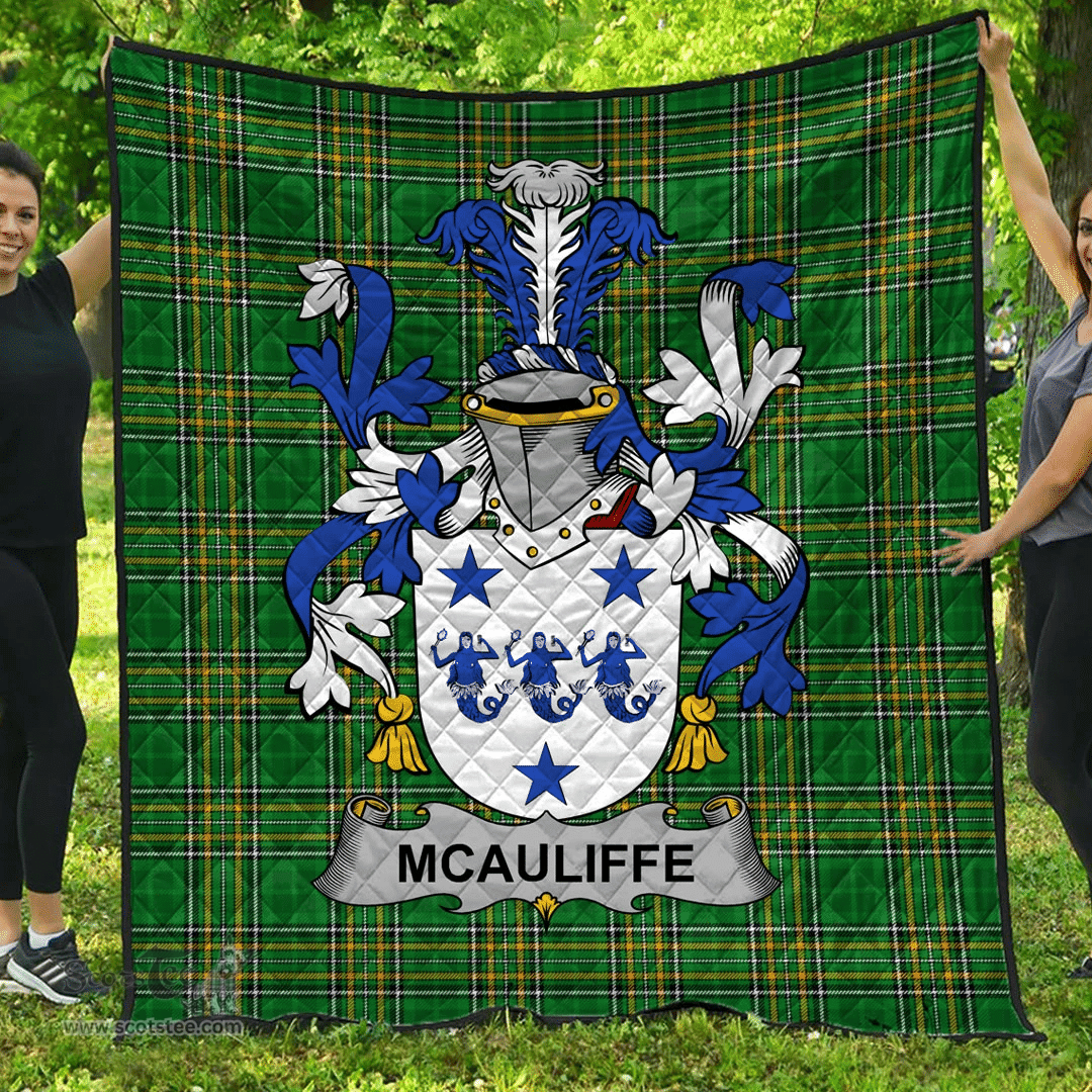 Scottish Mcauliffe Irish Coat of Arms Family Crest Quilt Irish National Tartan Irish County Quilts
