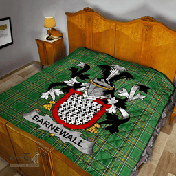 Scottish Barnewall Irish Coat of Arms Family Crest Quilt Irish National Tartan Irish County Quilts