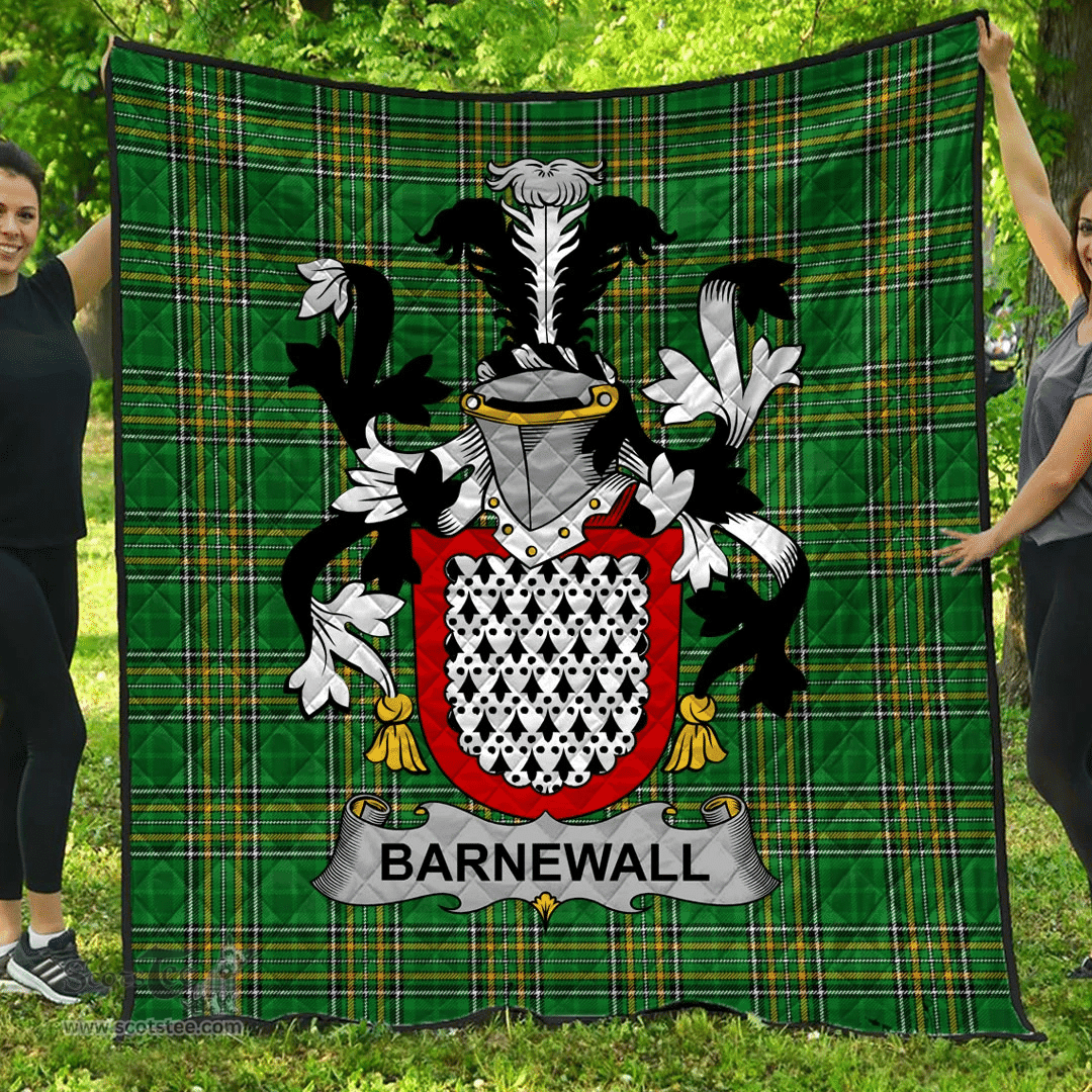 Scottish Barnewall Irish Coat of Arms Family Crest Quilt Irish National Tartan Irish County Quilts