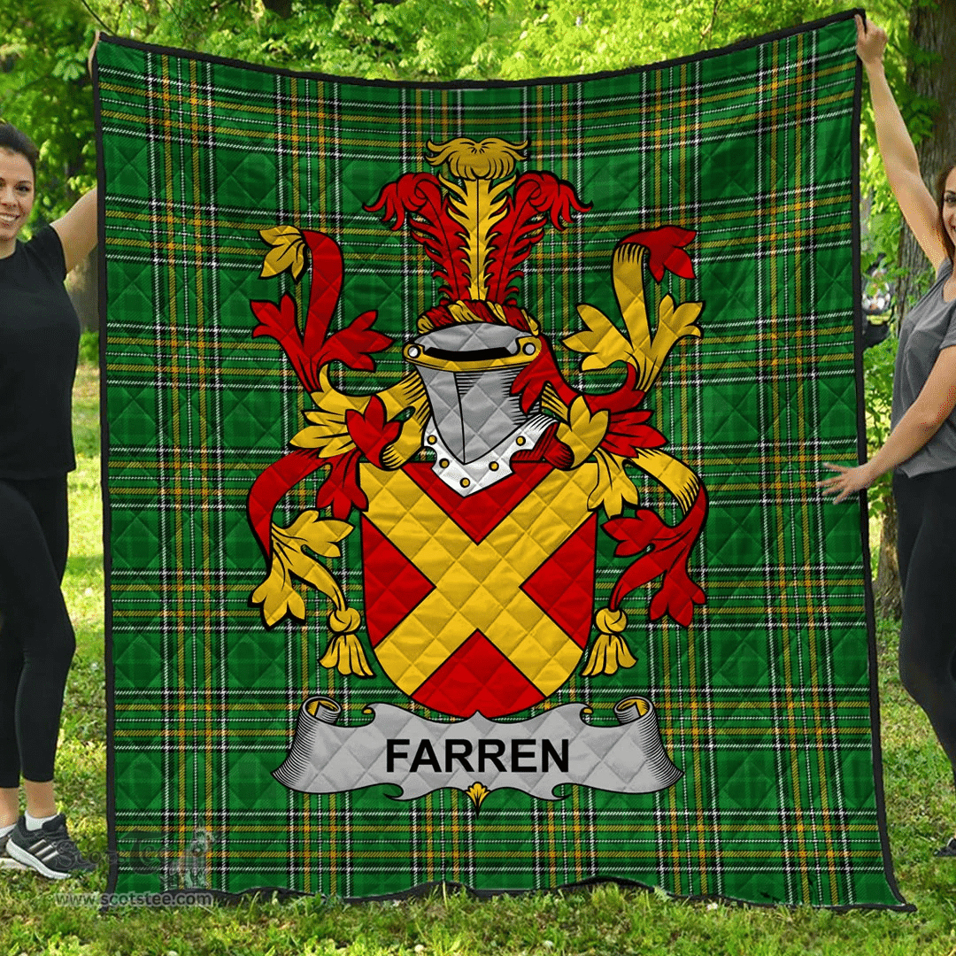 Scottish Farren Or O'Farren Irish Coat of Arms Family Crest Quilt Irish National Tartan Irish County Quilts