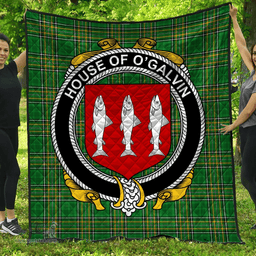 Scottish House Of O'Galvin Irish Coat of Arms Family Crest Quilt Irish National Tartan Irish County Quilts