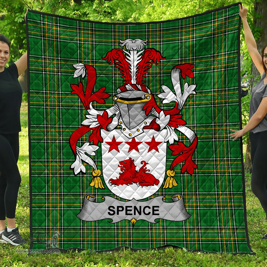 Scottish Spence Irish Coat of Arms Family Crest Quilt Irish National Tartan Irish County Quilts