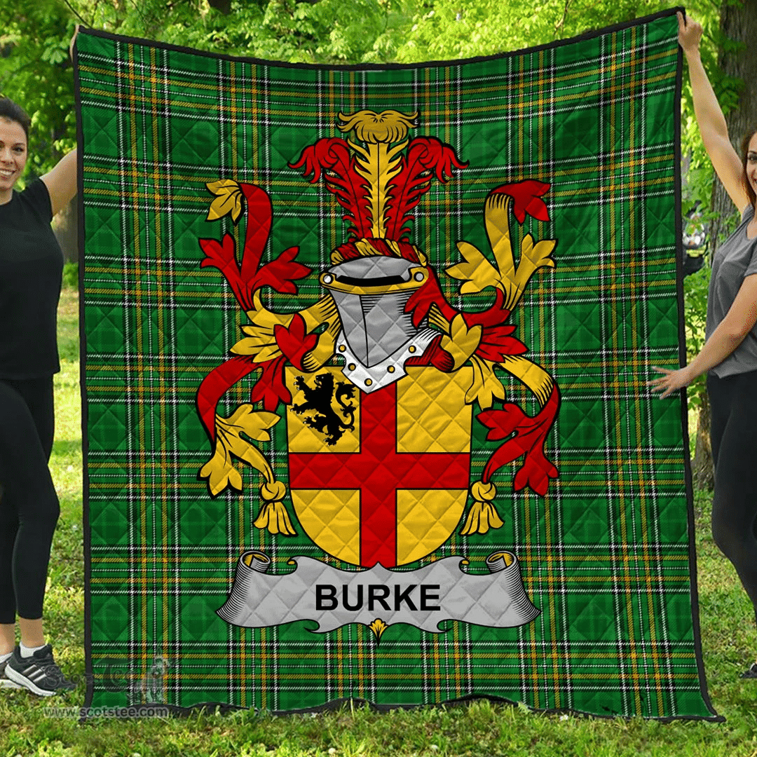 Scottish Burke Irish Coat of Arms Family Crest Quilt Irish National Tartan Irish County Quilts