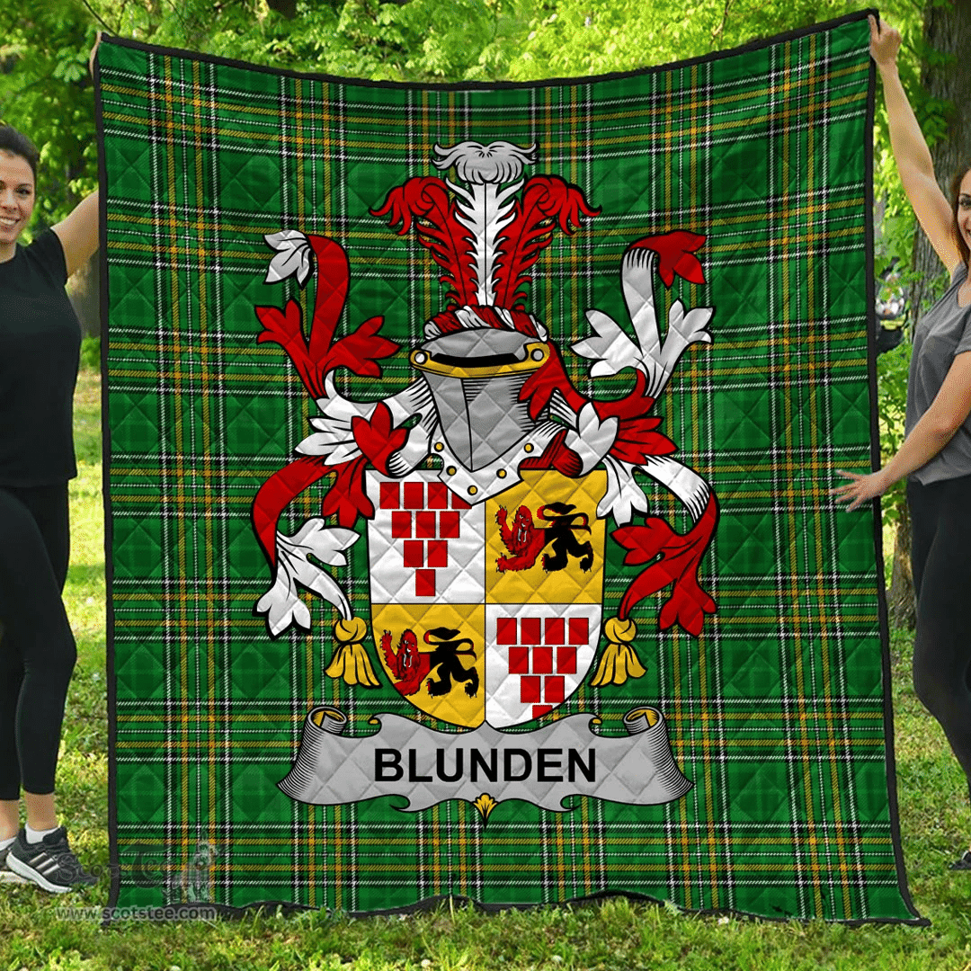 Scottish Blunden Irish Coat of Arms Family Crest Quilt Irish National Tartan Irish County Quilts