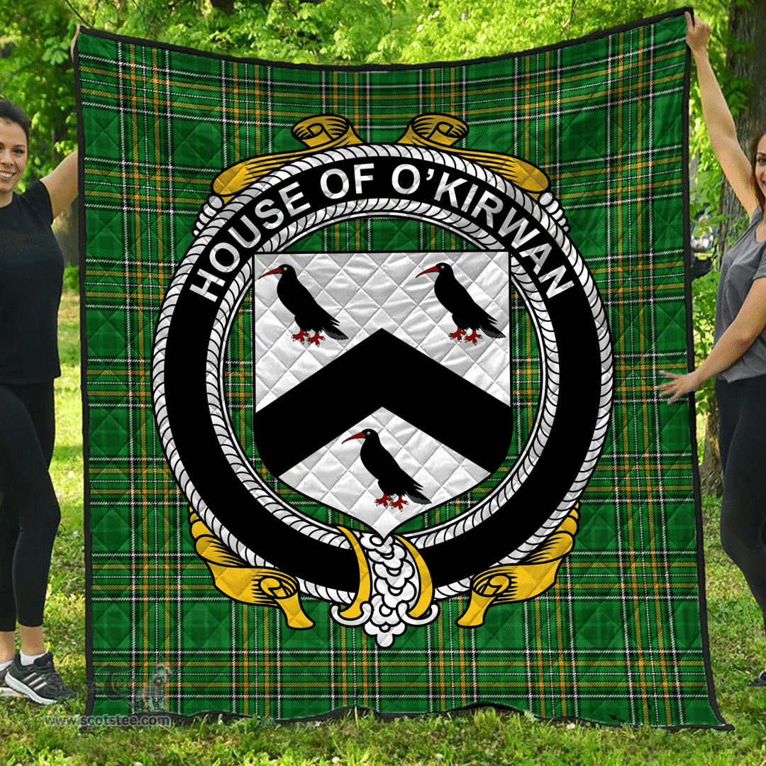 Scottish House Of O'Kirwan Irish Coat of Arms Family Crest Quilt Irish National Tartan Irish County Quilts