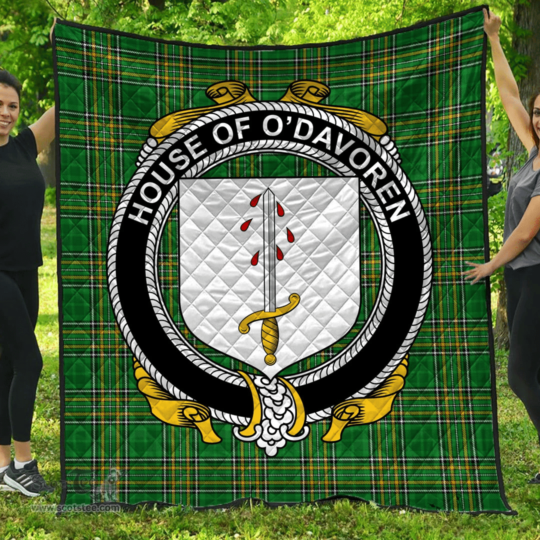 Scottish House Of O'Davoren Irish Coat of Arms Family Crest Quilt Irish National Tartan Irish County Quilts