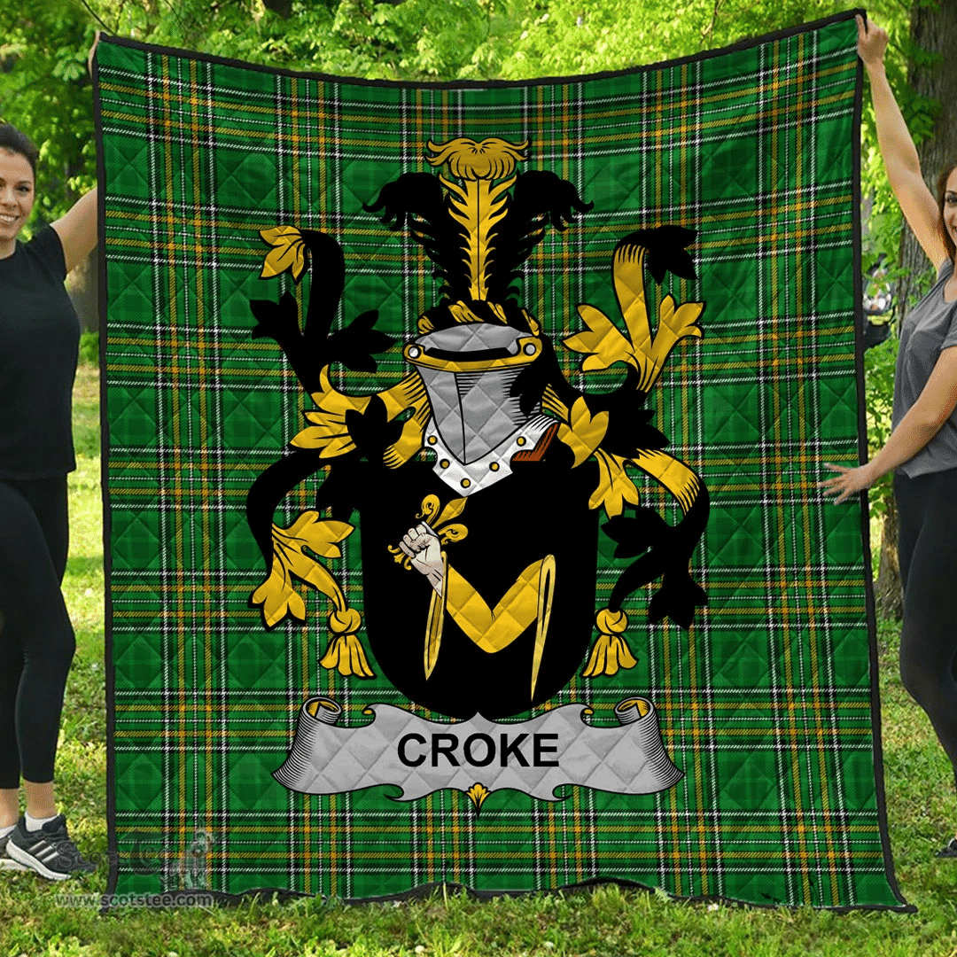 Scottish Croke Irish Coat of Arms Family Crest Quilt Irish National Tartan Irish County Quilts